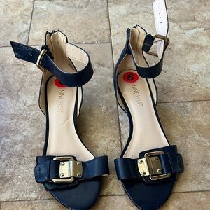 Nine West Black Sandals with Gold Buckle